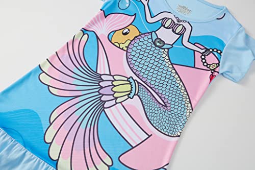 LOLPIP Girls Night Dress Mermaid Nighties Short Sleeve Pyjama Nightgown Dress for Kids Sleepwear for Girls Nightdress 3-4 Years