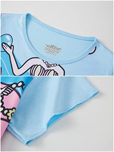 LOLPIP Girls Night Dress Mermaid Nighties Short Sleeve Pyjama Nightgown Dress for Kids Sleepwear for Girls Nightdress 3-4 Years