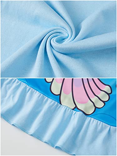 LOLPIP Girls Night Dress Mermaid Nighties Short Sleeve Pyjama Nightgown Dress for Kids Sleepwear for Girls Nightdress 3-4 Years