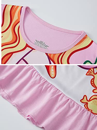 LOLPIP Girls Night Dress Mermaid Nighties Short Sleeve Pyjama Nightgown Dress for Kids Sleepwear for Girls Nightdress 3-4 Years