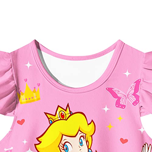 Aepotumn Girls Princess Nightdress Nightwear Flutter Sleeve Nighties Sleepwear Dress for Girls Pink
