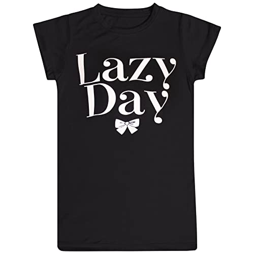 A2Z 4 Kids Girls Night Dress Nightgown Sleepwear Short Sleeve - Nightie 209 Black 11-12