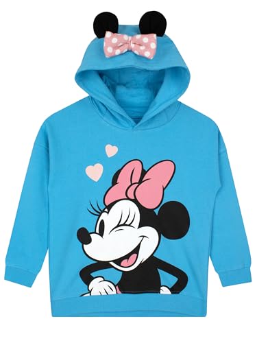 Disney Girls Minnie Mouse Hoodie | Girls Hoodie With 3D Minnie Ears | Blue 6-7 Years