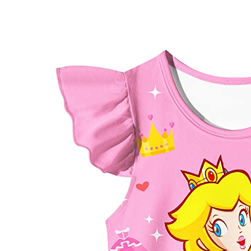 Aepotumn Girls Princess Nightdress Nightwear Flutter Sleeve Nighties Sleepwear Dress for Girls Pink