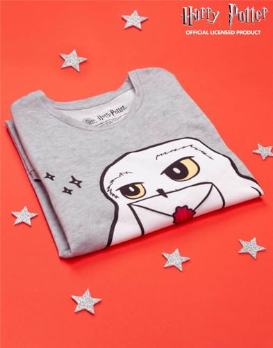 Harry Potter Girls Pyjama Night Dress For Girls | Hogwarts T-shirt Nightie | Hedwig Kids Nightgown 9-10 Years Grey