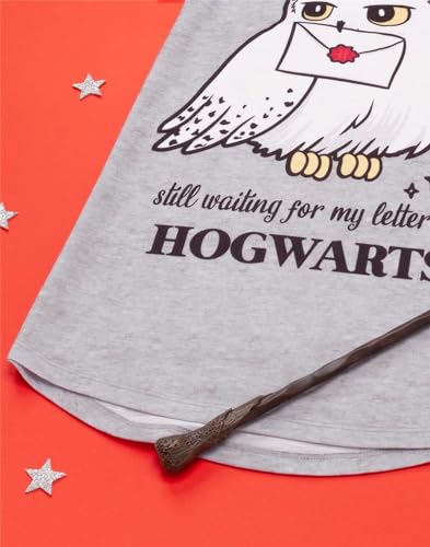 Harry Potter Girls Pyjama Night Dress For Girls | Hogwarts T-shirt Nightie | Hedwig Kids Nightgown 9-10 Years Grey