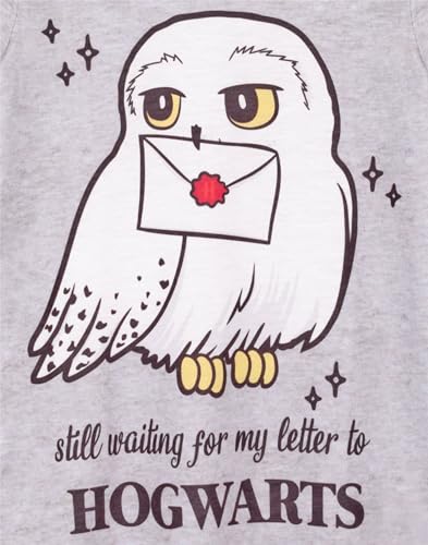 Harry Potter Girls Pyjama Night Dress For Girls | Hogwarts T-shirt Nightie | Hedwig Kids Nightgown 9-10 Years Grey