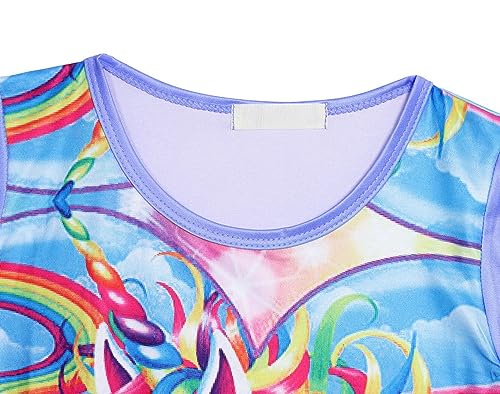 AmzBarley Unicorn Nighties Girls Nightgown Dressing Gowns Nightdress Nightwear Nightclothes Kids Night Dress Shirt Outfit Rose+Purple 7 8 Years 140