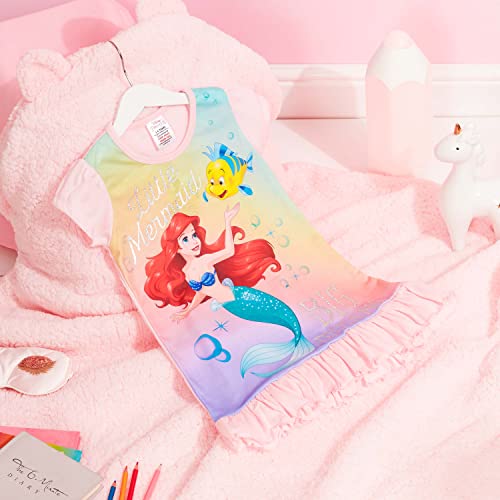 Disney Princess Girls Nightdress Soft Breathable Nightwear Girls PJs The Lion King The Little Mermaid Frozen Pyjamas Short Sleeve Long Sleeve Night Dress Frozen Gifts (Multi Ariel, 3-4 Years)