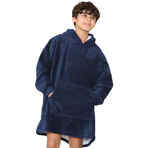 A2Z 4 Kids Girls Boys Oversized Hoodie Snuggle with Plush Warmth Sherpa Fleece Lining - Snuggle 958 Navy Kids 7-10