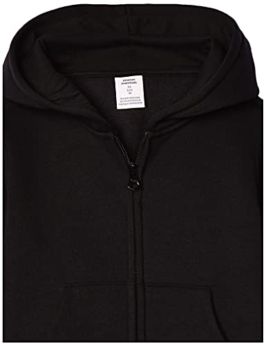 Amazon Essentials Girls' Fleece Zip-Up Hoodie Sweatshirt, Black, 6-7 Years