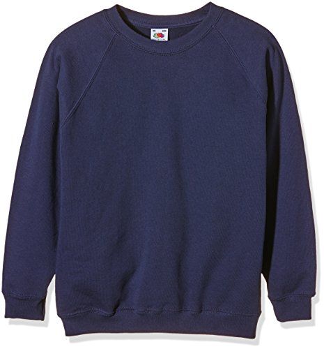 Fruit of the Loom Unisex Kids Raglan Classic Sweater, Navy, 9-11 Years (Manufacturer Size:32)