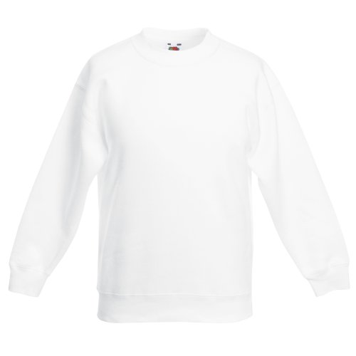 FRUIT OF THE LOOM Kids Classic Set-in Sweatshirt Jumper SS201 (9/11 Years, White)