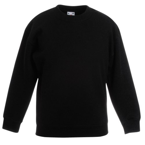 FRUIT OF THE LOOM Kids Classic Set-in Sweatshirt Jumper SS201 (5/6 Years, Black)