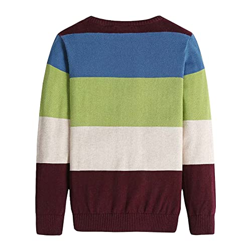 BASADINA Boys Jumpers Kids Knitwear Christmas Striped Sweater Long Sleeve Pullover Jumper Boy Warm Tops Clothes for Autumn and Winter Green