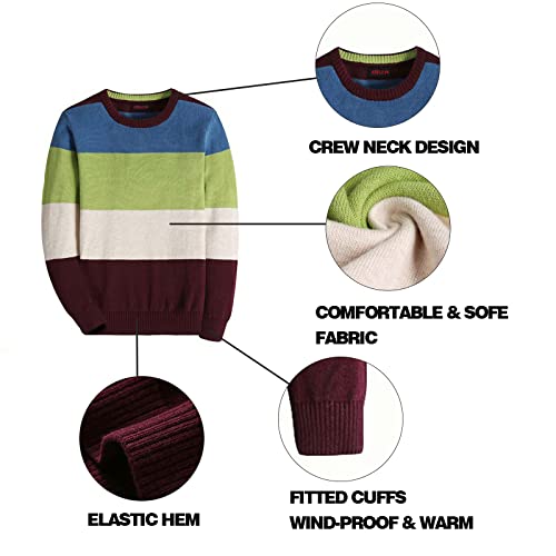 BASADINA Boys Jumpers Kids Knitwear Christmas Striped Sweater Long Sleeve Pullover Jumper Boy Warm Tops Clothes for Autumn and Winter Green