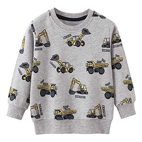 LXKA Digger Jumpers Boys 4-5 Years Kids Sweatshirts Tractor Clothing Little Toddler Winter Tops Children Clothes Sleepwear 100% Cotton Long Sleeve T Shirts