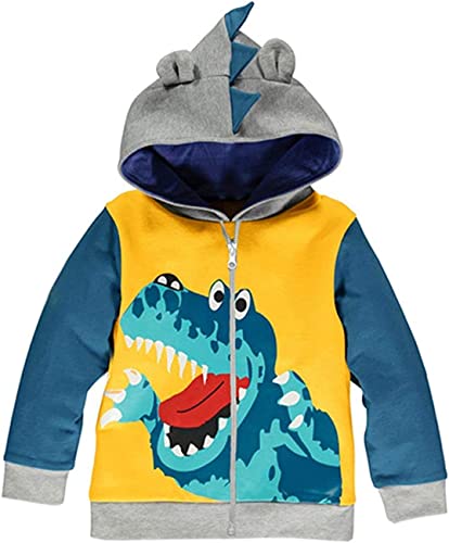 Little Hand Boys Hoodies Toddler Dinosaur Top Jacket Zipper Sweatshirt Kids Causal Long Sleeve Jumper Boys Clothes Age 3-4 Years