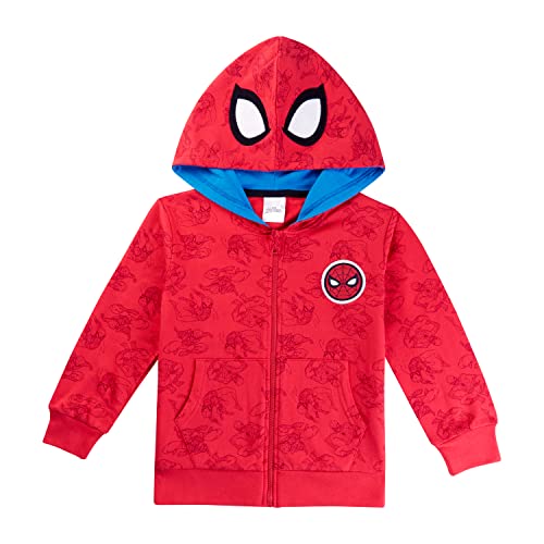 Marvel Spiderman Boys Hoodie, Spiderman Zip Up Hoodie Jumper for Boys, Ages 2 to 10 Years (5-6 Years) Red