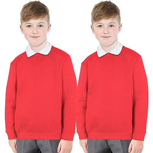 A2Z 4 Kids Girls Boys Unisex Club Scouts School Uniform - UF Jumper Red 2 Pack 5-6