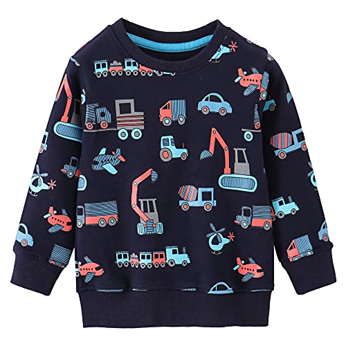 Kids Boys Jumper Sweatshirt Car Long Sleeve Cotton Cute Crew Neck Tops Casual T-Shirt Toddler Pullover Clothes Age 2-3 Years