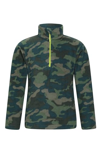Mountain Warehouse Pursuit Printed Kids Hoodie - Microfleece, Anti-pill, Breathable Girls & Boys Sweatshirt - Best for Spring Summer, Camping, Outdoors, Travelling & Hiking Dark Green 9-10 Years
