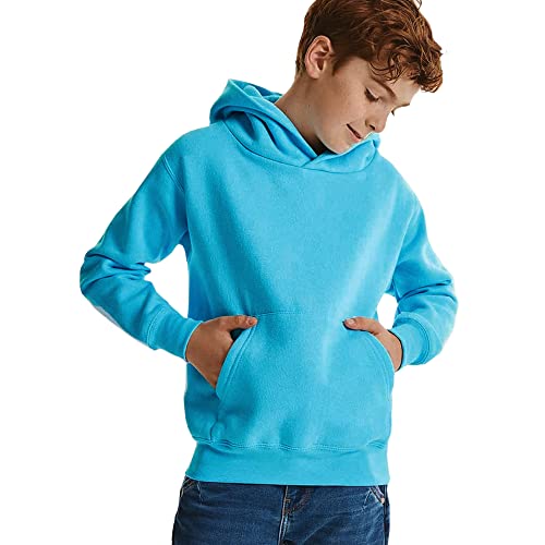 Boys Kids Children's Hooded Sweatshirt Kangaroo Pocket Long Sleeve Winter Jumper Turquoise Size 7-8 Years
