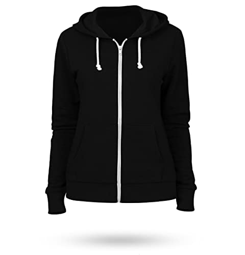 Missmister Unisex BOYS GIRLS Hoodies for girls Plain Kids Fleece Hoodie for Boys Jumper with Zip Kids Clothes Hooded Sweatshirt Casual Kids Hoodie School Wear Top (Black, 13 Years)