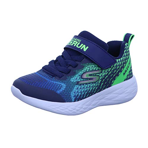 Skechers GO RUN 600 - BAXTUX, Boy's GO RUN 600 BAXTUX Trainers, Blue (Navy Mesh/Navy Synthetic/Lime Trim Nvlm), 2 UK (35 EU)