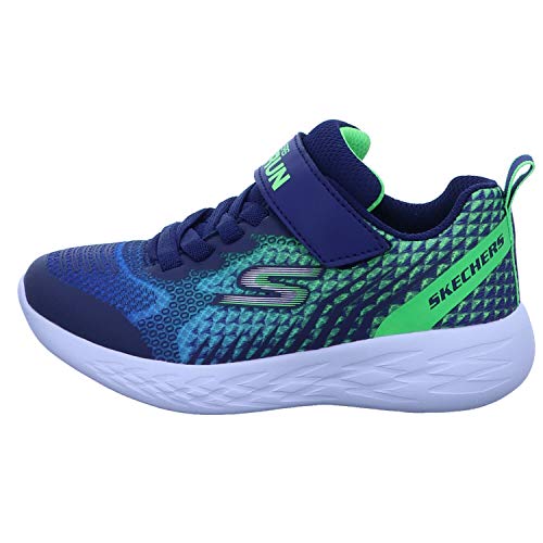 Skechers GO RUN 600 - BAXTUX, Boy's GO RUN 600 BAXTUX Trainers, Blue (Navy Mesh/Navy Synthetic/Lime Trim Nvlm), 2 UK (35 EU)