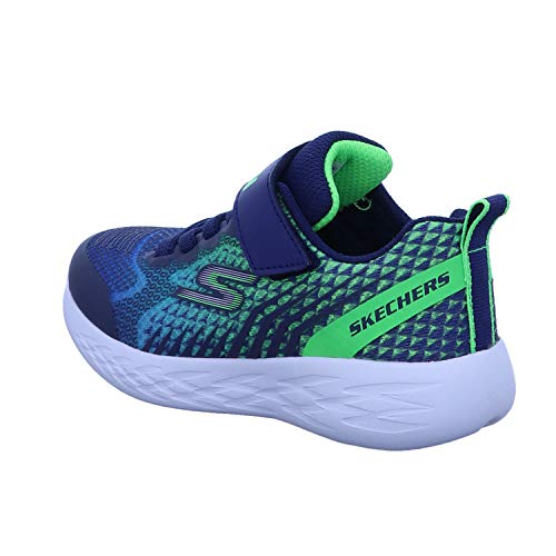 Skechers GO RUN 600 - BAXTUX, Boy's GO RUN 600 BAXTUX Trainers, Blue (Navy Mesh/Navy Synthetic/Lime Trim Nvlm), 2 UK (35 EU)