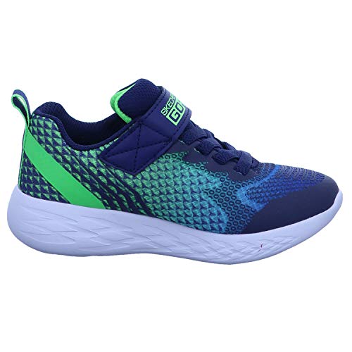 Skechers GO RUN 600 - BAXTUX, Boy's GO RUN 600 BAXTUX Trainers, Blue (Navy Mesh/Navy Synthetic/Lime Trim Nvlm), 2 UK (35 EU)