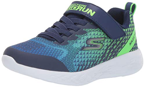 Skechers GO RUN 600 - BAXTUX, Boy's GO RUN 600 BAXTUX Trainers, Blue (Navy Mesh/Navy Synthetic/Lime Trim Nvlm), 2 UK (35 EU)