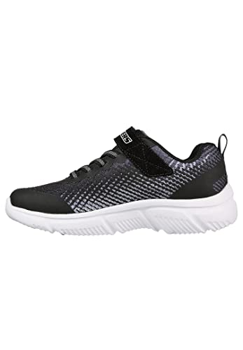 Skechers Boy's Go Run 650 Norvo Sneaker, Black Gray Textile Black Synthetic Silver, 1.5 UK