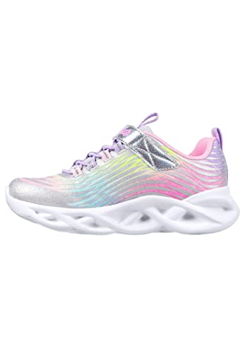 Skechers Twisty Brights-Mystical Bliss Sneaker, Silver Multi Mesh, 2 UK