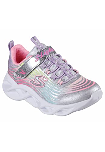 Skechers Twisty Brights-Mystical Bliss Sneaker, Silver Multi Mesh, 2 UK