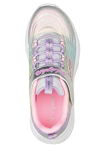 Skechers Twisty Brights-Mystical Bliss Sneaker, Silver Multi Mesh, 2 UK