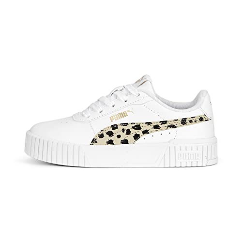 PUMA Girl's Carina 2.0 Animal Ps Sneaker, Puma White Granola Puma Black Puma Gold, 1 UK Child