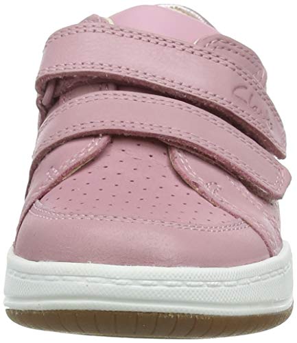 Clarks Girl's Fawn Solo T Sneaker, Light Pink Leather, 8.5 UK Child