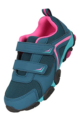 Mountain Warehouse Light Up Junior Shoes - Durable Shoes, Lightweight Footwear, Breathable Kids Shoes, Hook & Loop Fitting- for Spring, Summer, Walking, Travelling Teal Kids Shoe Size 11 UK