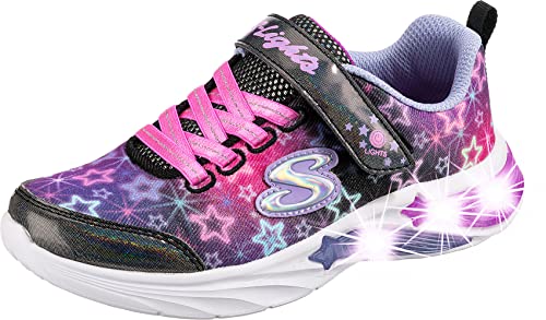 Skechers Girl's Star Sparks Sneaker, Black Mesh Multi Trim, 12 UK