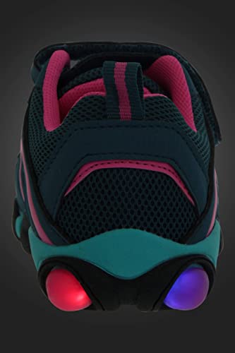 Mountain Warehouse Light Up Junior Shoes - Durable Shoes, Lightweight Footwear, Breathable Kids Shoes, Hook & Loop Fitting- for Spring, Summer, Walking, Travelling Teal Kids Shoe Size 11 UK