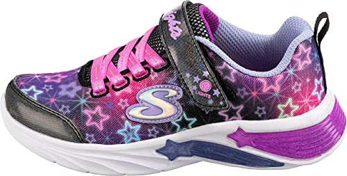 Skechers Girl's Star Sparks Sneaker, Black Mesh Multi Trim, 12 UK