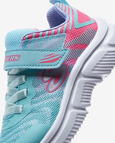 Skechers 302478L AQPK Sneaker, Aqua Mesh/Pink Trim, 1 UK