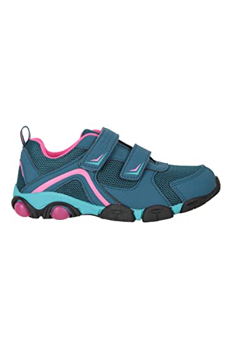 Mountain Warehouse Light Up Junior Shoes - Durable Shoes, Lightweight Footwear, Breathable Kids Shoes, Hook & Loop Fitting- for Spring, Summer, Walking, Travelling Teal Kids Shoe Size 11 UK