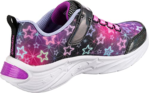 Skechers Girl's Star Sparks Sneaker, Black Mesh Multi Trim, 12 UK