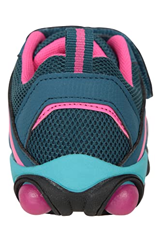 Mountain Warehouse Light Up Junior Shoes - Durable Shoes, Lightweight Footwear, Breathable Kids Shoes, Hook & Loop Fitting- for Spring, Summer, Walking, Travelling Teal Kids Shoe Size 11 UK