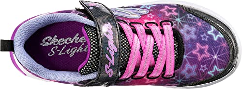 Skechers Girl's Star Sparks Sneaker, Black Mesh Multi Trim, 12 UK