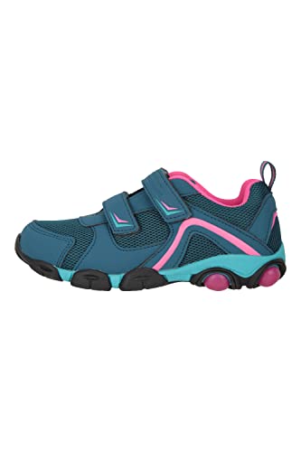 Mountain Warehouse Light Up Junior Shoes - Durable Shoes, Lightweight Footwear, Breathable Kids Shoes, Hook & Loop Fitting- for Spring, Summer, Walking, Travelling Teal Kids Shoe Size 11 UK