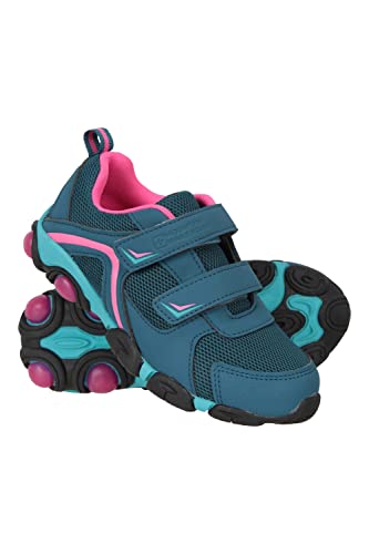 Mountain Warehouse Light Up Junior Shoes - Durable Shoes, Lightweight Footwear, Breathable Kids Shoes, Hook & Loop Fitting- for Spring, Summer, Walking, Travelling Teal Kids Shoe Size 11 UK